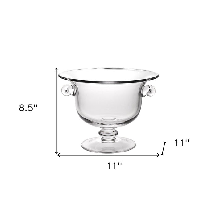 11" Clear Mouth Blown Crystal Round Pedestal Centerpiece Bowl - herplace.store