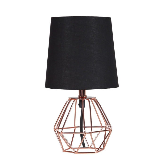 11" Copper Bedside Table Lamp With Black Empire Shade - herplace.store