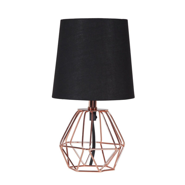 11" Copper Bedside Table Lamp With Black Empire Shade - herplace.store