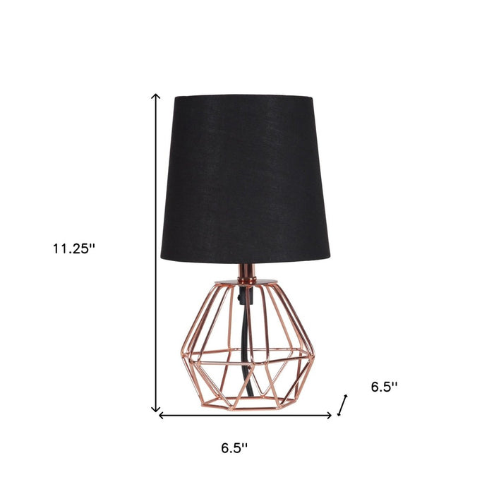 11" Copper Bedside Table Lamp With Black Empire Shade - herplace.store