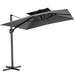 11' Dark Gray Polyester Round Tilt Cantilever Patio Umbrella With Stand - herplace.store