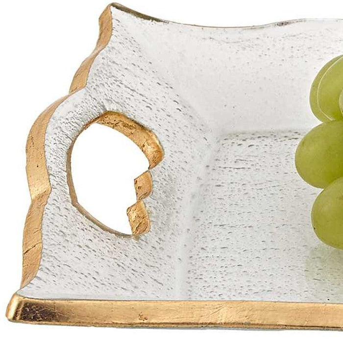 11" Gold Glass Indoor Outdoor Tray With Handles - herplace.store