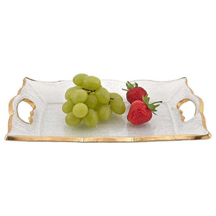 11" Gold Glass Indoor Outdoor Tray With Handles - herplace.store