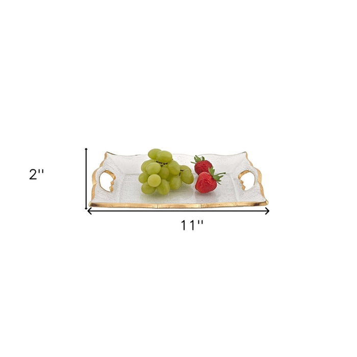 11" Gold Glass Indoor Outdoor Tray With Handles - herplace.store