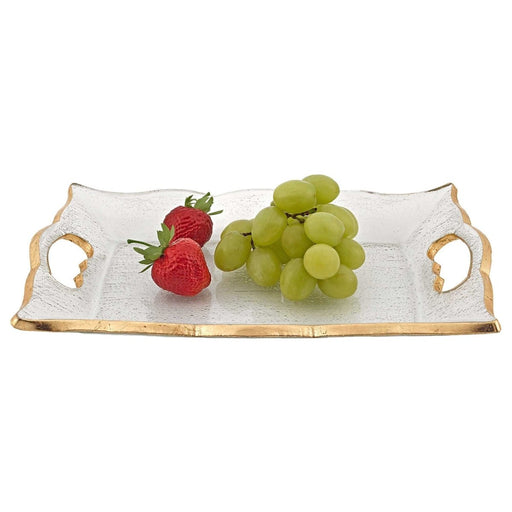 11" Gold Glass Indoor Outdoor Tray With Handles - herplace.store