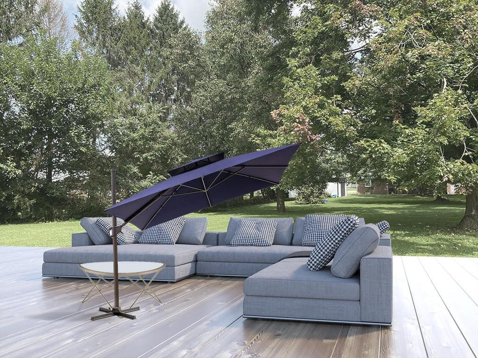 11' Navy Blue Polyester Round Tilt Cantilever Patio Umbrella With Stand - herplace.store