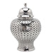 11" Silver Pierced Ceramic Round Ginger Jar - herplace.store