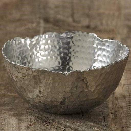 11" Silver Steel Modern Hammered Cut Bowl - herplace.store