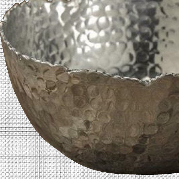 11" Silver Steel Modern Hammered Cut Bowl - herplace.store