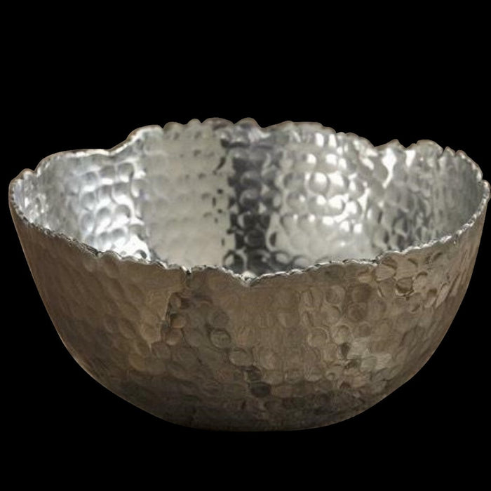 11" Silver Steel Modern Hammered Cut Bowl - herplace.store