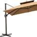 11' Tan Polyester Round Tilt Cantilever Patio Umbrella With Stand - herplace.store