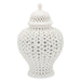 11" White Pierced Ceramic Round Ginger Jar - herplace.store