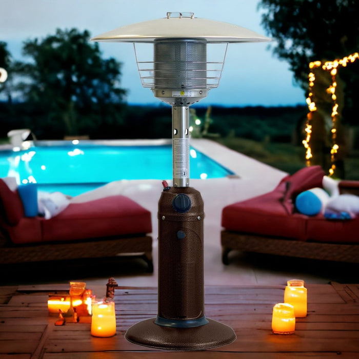 11000 BTU Bronze Steel Propane Cylindrical Pole Tabletop Patio Heater - herplace.store