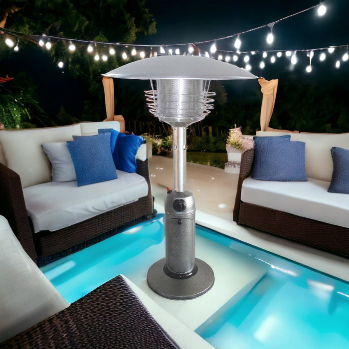 11000 BTU Silver Steel Propane Cylindrical Pole Tabletop Patio Heater - herplace.store