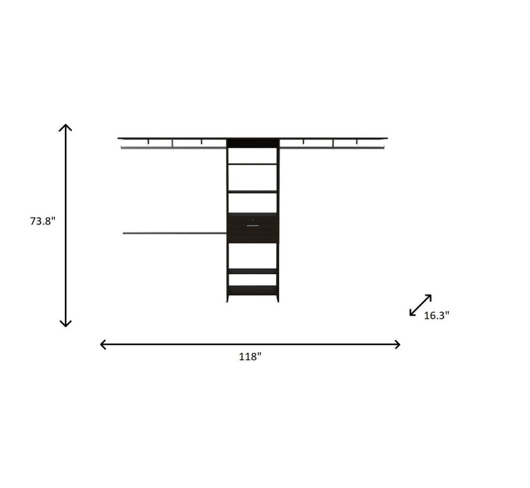 118" Black Manufactured Wood Organizer - herplace.store