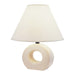 12" Beige Ceramic Bedside Table Lamp With White Empire Shade - herplace.store