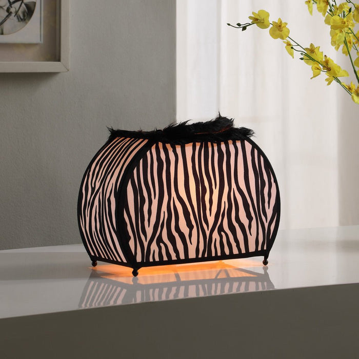 12" Black And White Funky Zebra Pattern Novelty Table Lamp - herplace.store