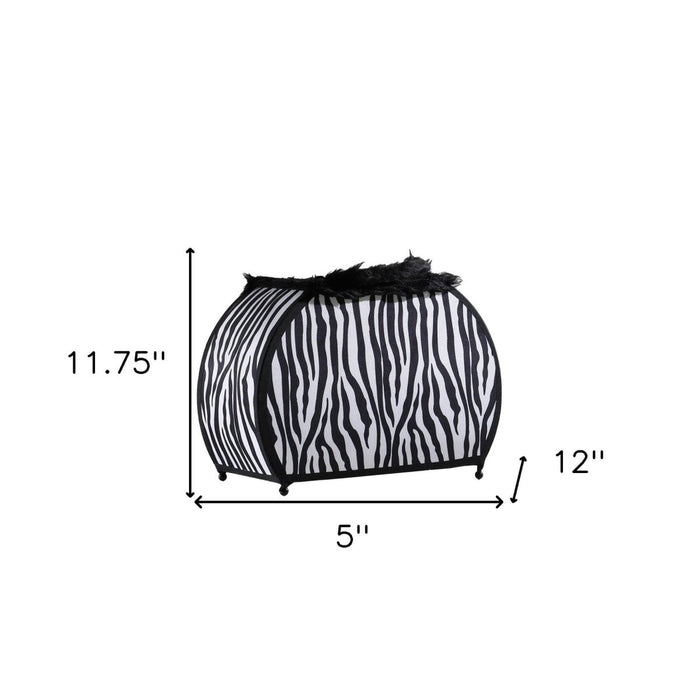 12" Black And White Funky Zebra Pattern Novelty Table Lamp - herplace.store