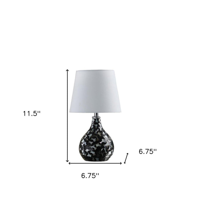 12" Black Table Lamp With White Globe Shade - herplace.store