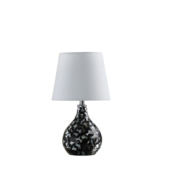 12" Black Table Lamp With White Globe Shade - herplace.store