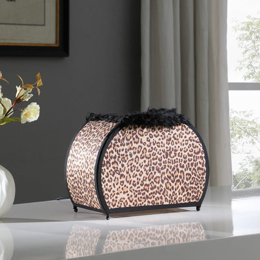 12" Brown and White Funky Leopard Pattern Novelty Table Lamp - herplace.store