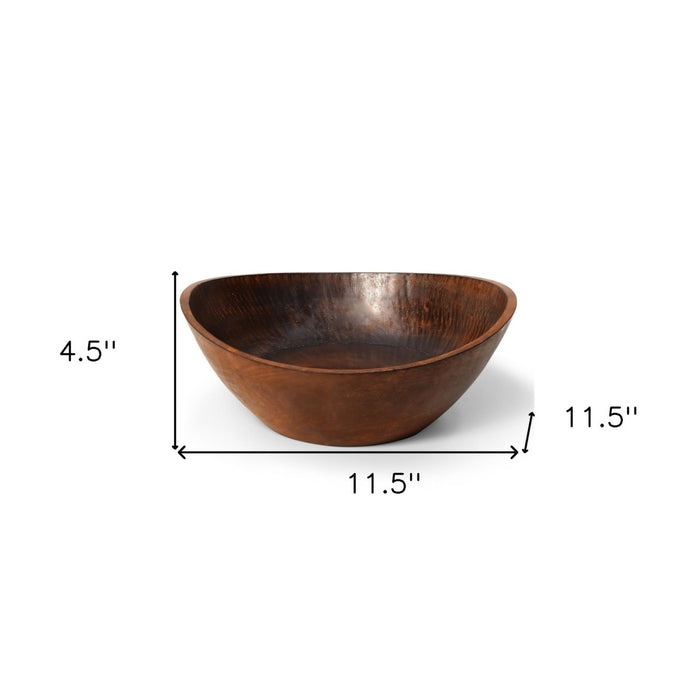 12" Brown Mod Curve Edge Wood Low Salad Bowl - herplace.store