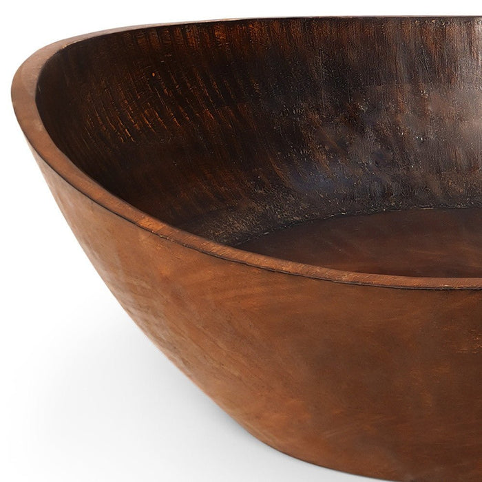 12" Brown Mod Curve Edge Wood Low Salad Bowl - herplace.store