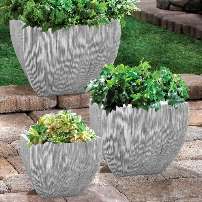 Large Distressed And Ribbed Flower Pot Planter