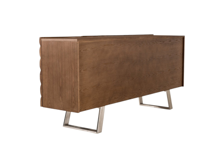 71" Natural Brown Solid Wood Sideboard with Four Doors