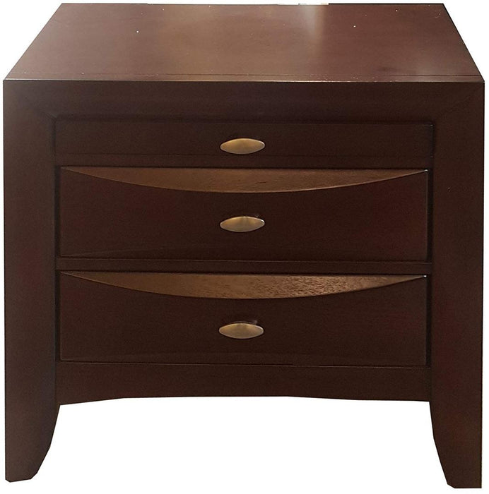 25" Espresso Three Drawers Solid Wood Nightstand