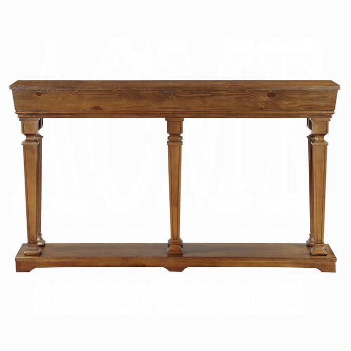 60" Brown Solid Wood Floor Shelf Console Table