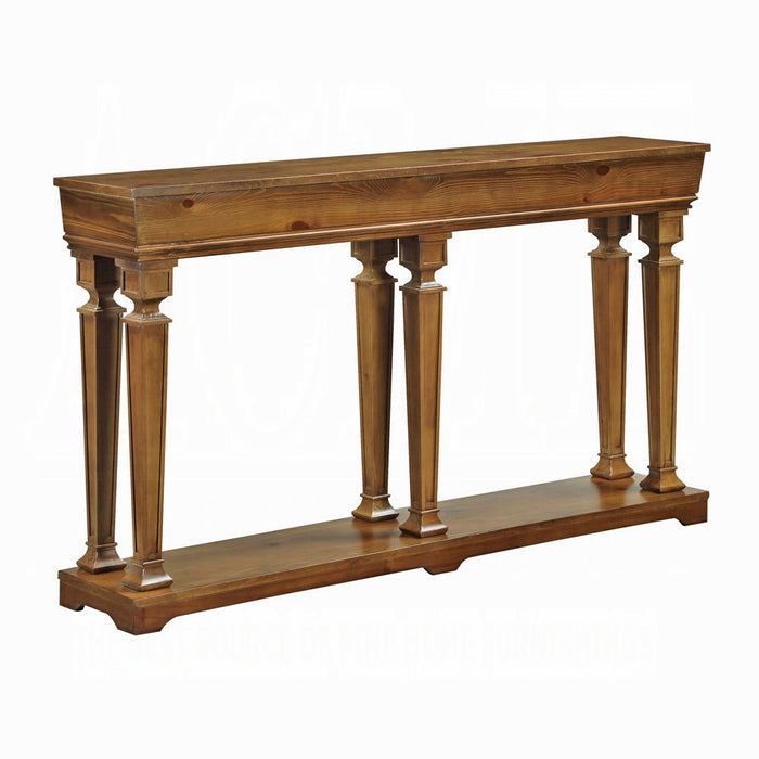 60" Brown Solid Wood Floor Shelf Console Table