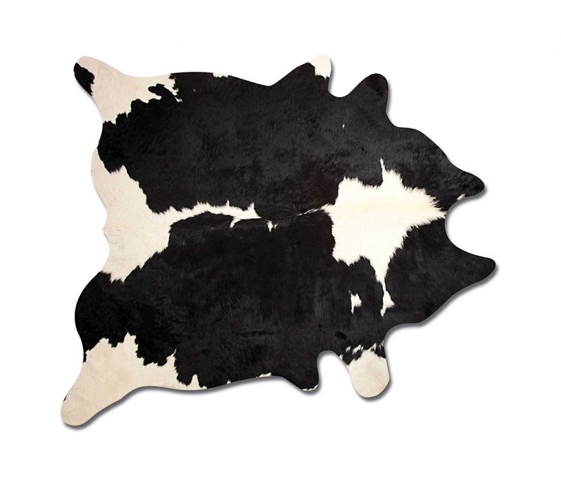 6' X 7' Black Cowhide Handmade Area Rug