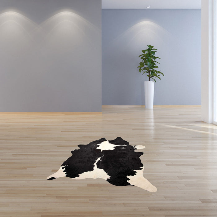 6' X 7' Black Cowhide Handmade Area Rug