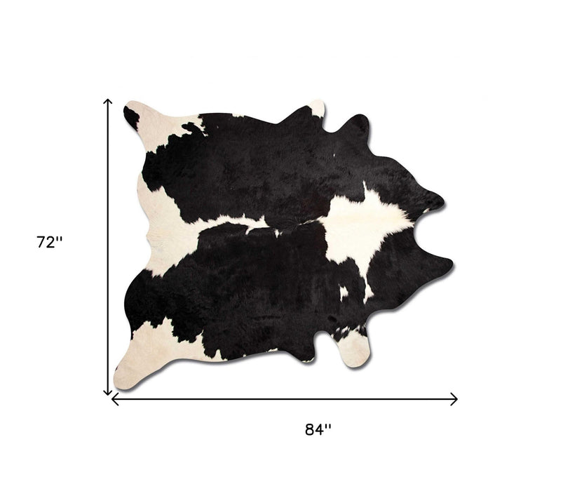 6' X 7' Black Cowhide Handmade Area Rug