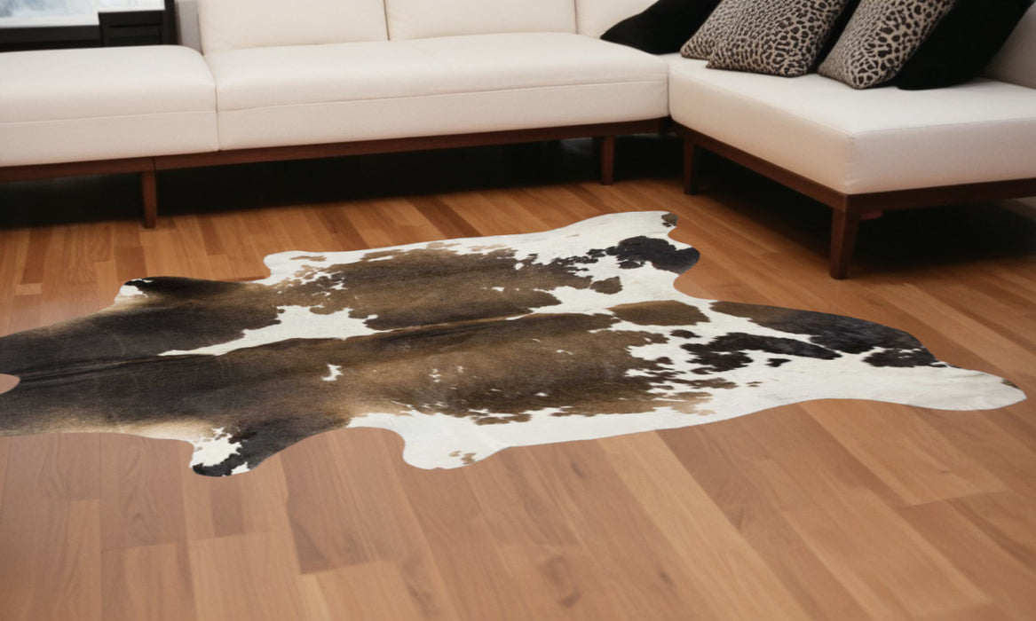 6' X 7' Black Cowhide Handmade Area Rug