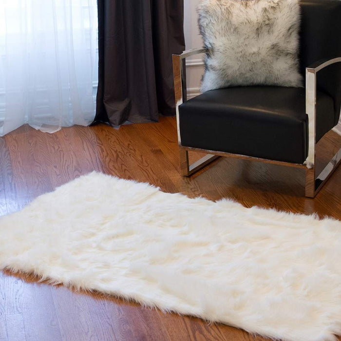 3' X 5' Gray Faux Fur Shag Area Rug