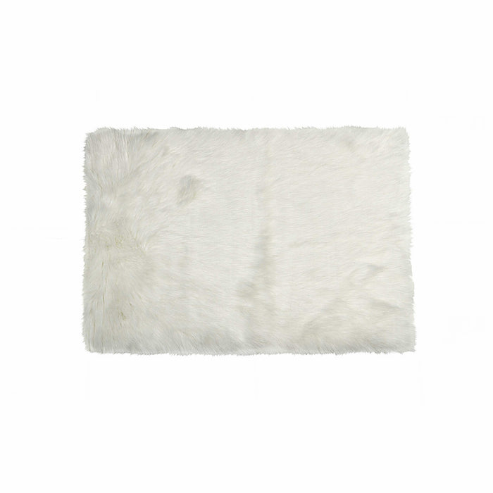 5' X 8' Off White Faux Fur Flokati Area Rug