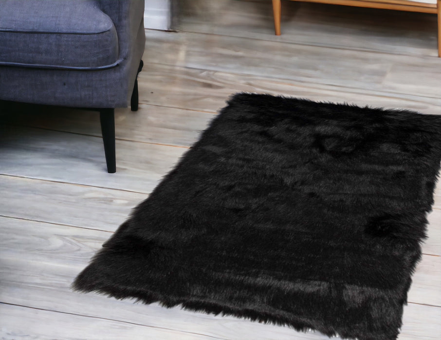 3' X 5' Gray Faux Fur Shag Area Rug