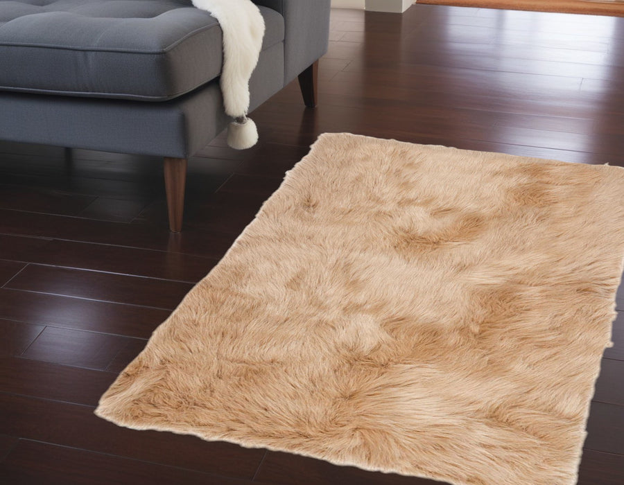 3' X 5' Gray Faux Fur Shag Area Rug