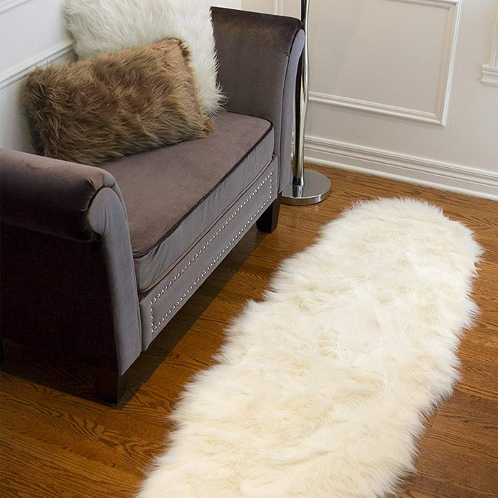 6' Off White Faux Sheepskin Shag Non Skid Area Rug