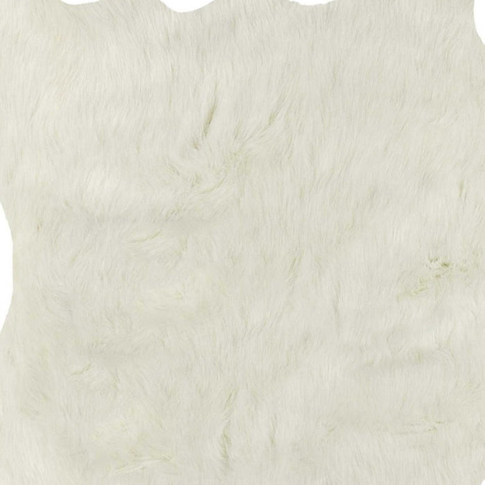 5' X 8' Off White Faux Fur Hand Knotted Washable Area Rug