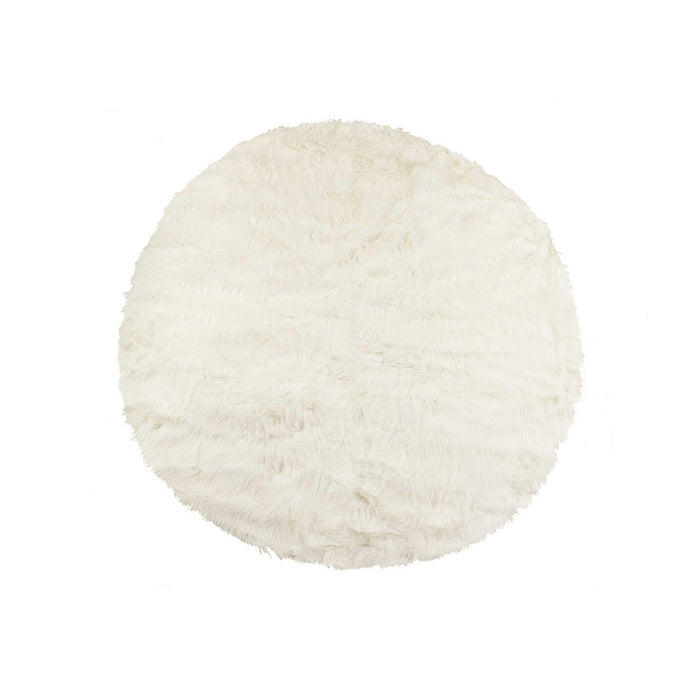 72" Off White Circular Faux Fur Area Rug