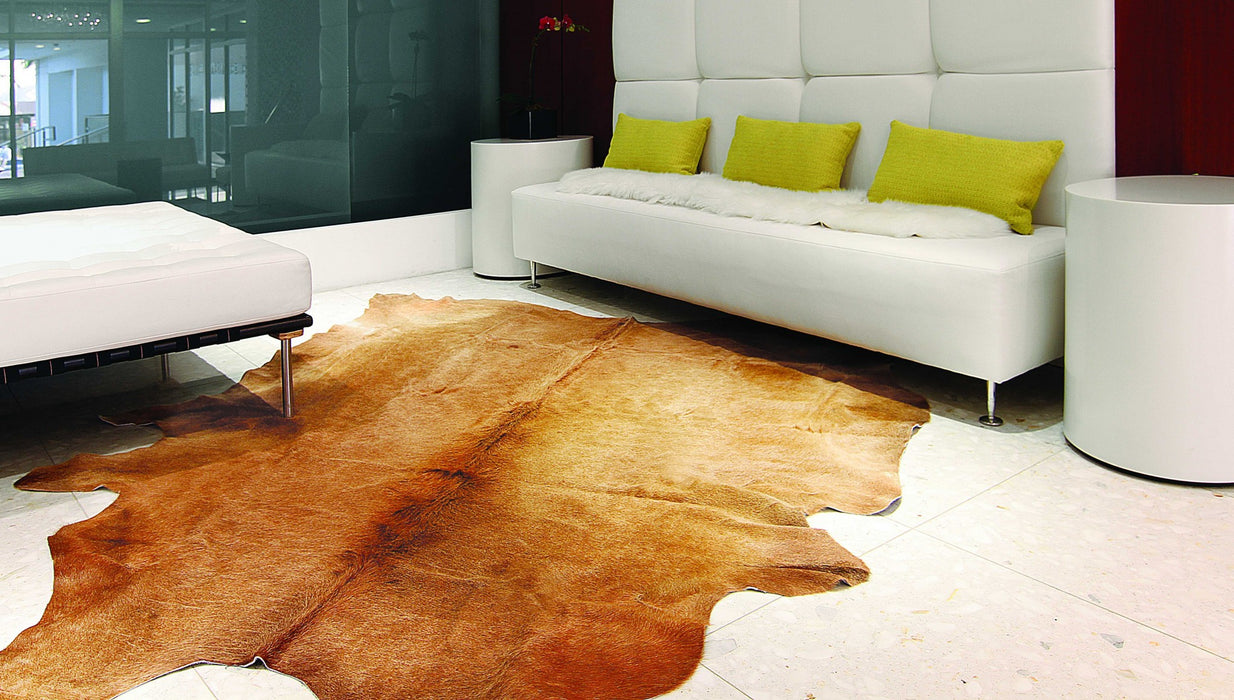 60" X 84" Chocolate And Gold Cowhide - Area Rug