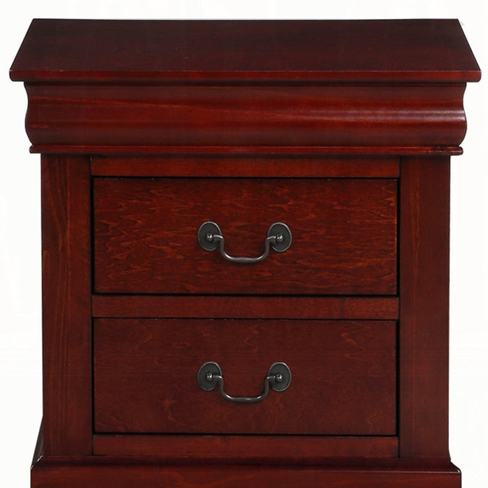 24" Brown Two Drawer Faux Wood Nightstand