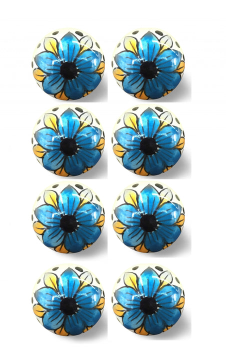 1.5" X 1.5" X 1.5" Blue Black And Yellow  Knobs 8 Pack