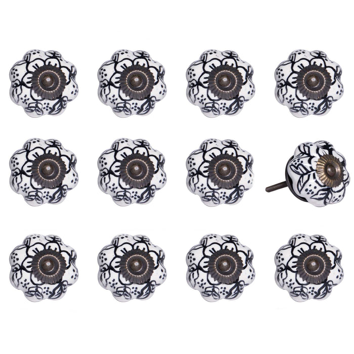 1.5" X 1.5" X 1.5" White Black And Gold  Knobs 12 Pack