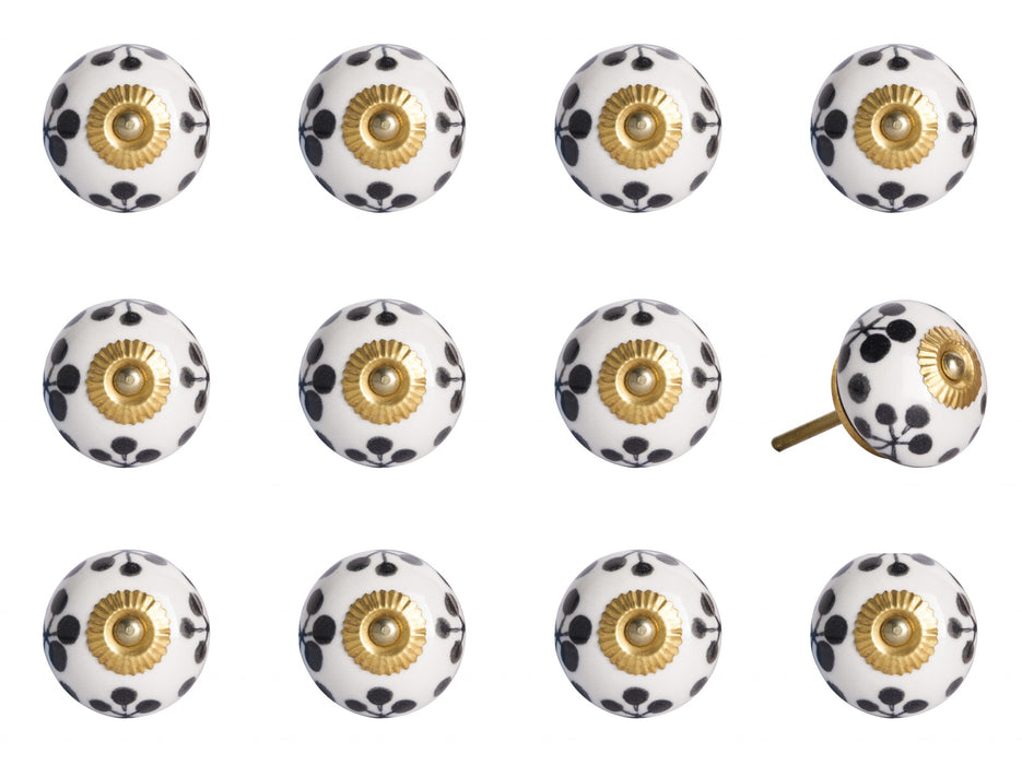 1.5" X 1.5" X 1.5" White Black And Yellow  Knobs 12 Pack