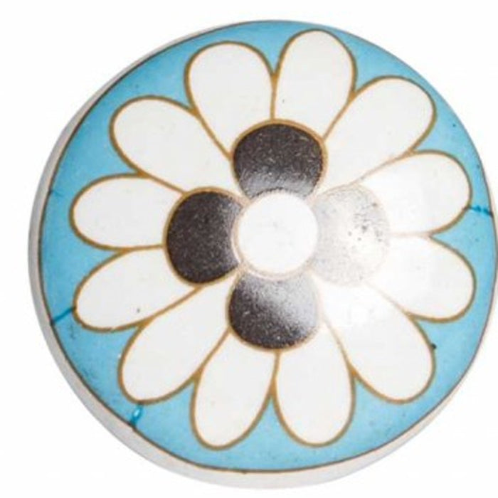 1.5" X 1.5" X 1.5" White Teal And Gold  Knobs 12 Pack