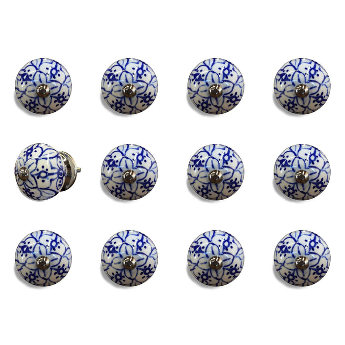 1.5" X 1.5" X 1.5" White Blue And Silver Knobs 12 Pack